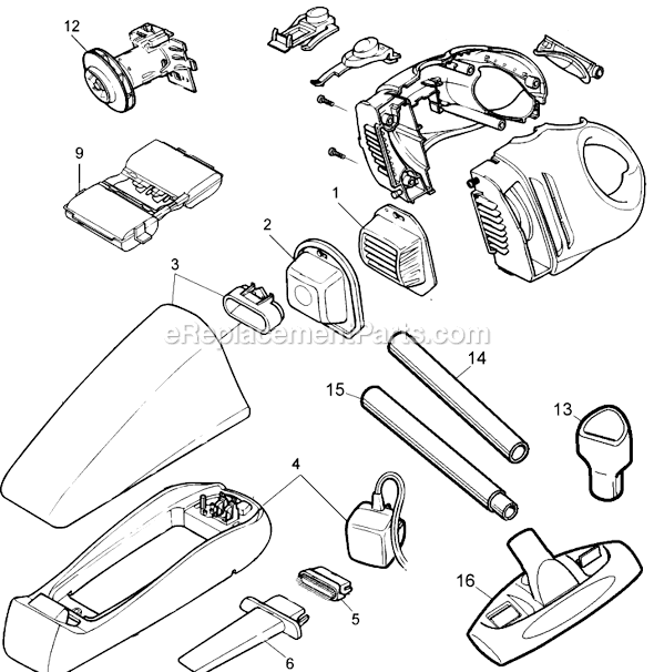 Page A Diagram and Parts List for FVE9610  Black and Decker Hand Vacuum